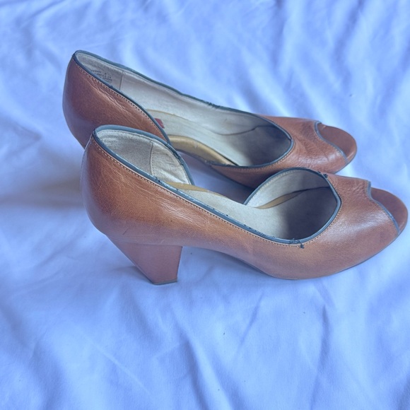 Miz Mooz Tan Peep-Toe Heels - Picture 7 of 10